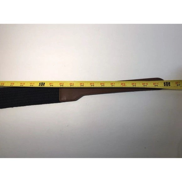 Old Navy Womens Wide Stretch Waist Belt Black Faux Leather Tan Medium Large M L - Picture 8 of 12